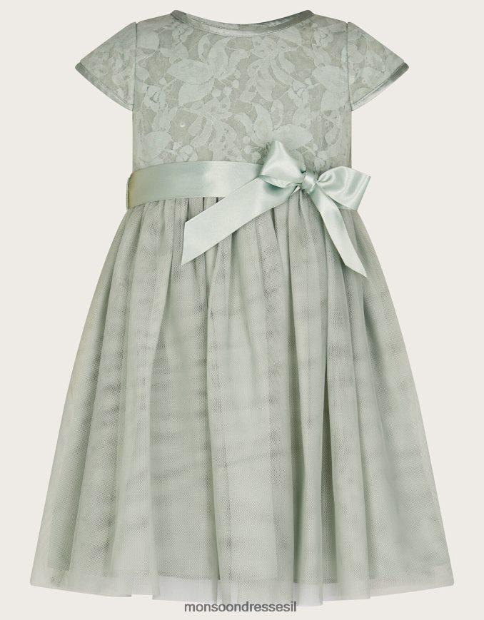 הַלבָּשָׁה Monsoon שמלת אמת נצנצים תחרה לתינוק ירוק ילדה HTJ0TZ2049