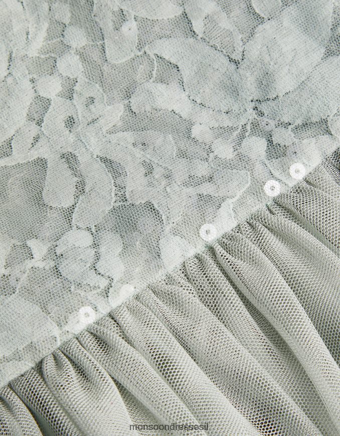 הַלבָּשָׁה Monsoon שמלת אמת נצנצים תחרה לתינוק ירוק ילדה HTJ0TZ2049