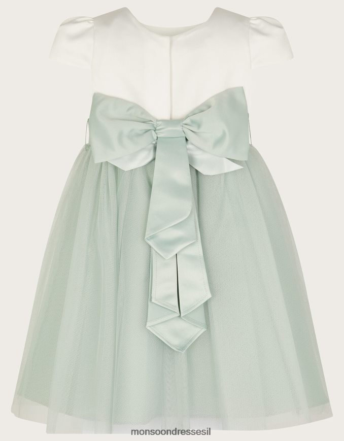 הַלבָּשָׁה Monsoon שמלת שושבינה של בייבי טול ירוק ילדה HTJ0TZ2051