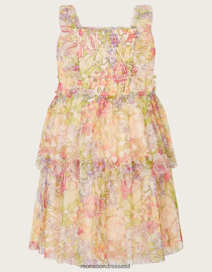 הַלבָּשָׁה Monsoon שמלת טול בהדפס פרחים לתינוק שֶׁנהָב ילדה HTJ0TZ2052
