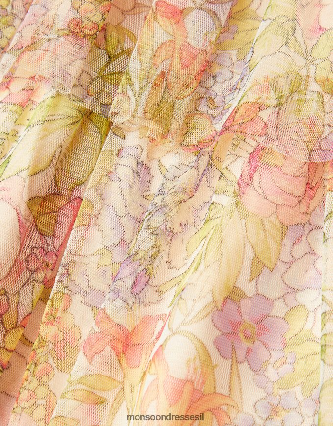 הַלבָּשָׁה Monsoon שמלת טול בהדפס פרחים לתינוק שֶׁנהָב ילדה HTJ0TZ2052