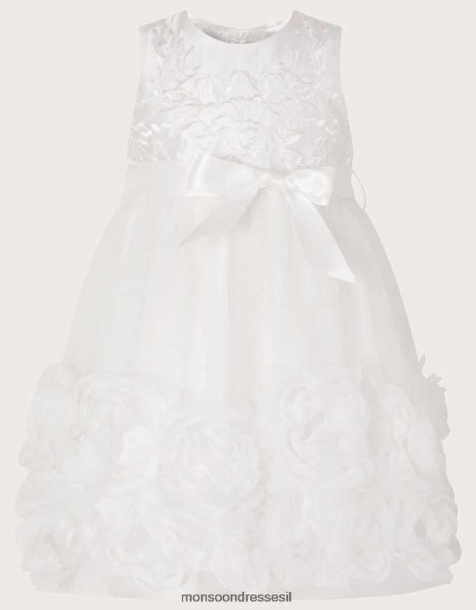 הַלבָּשָׁה Monsoon שמלה תלת מימדית של פריחת אודטה לתינוק שֶׁנהָב ילדה HTJ0TZ2055