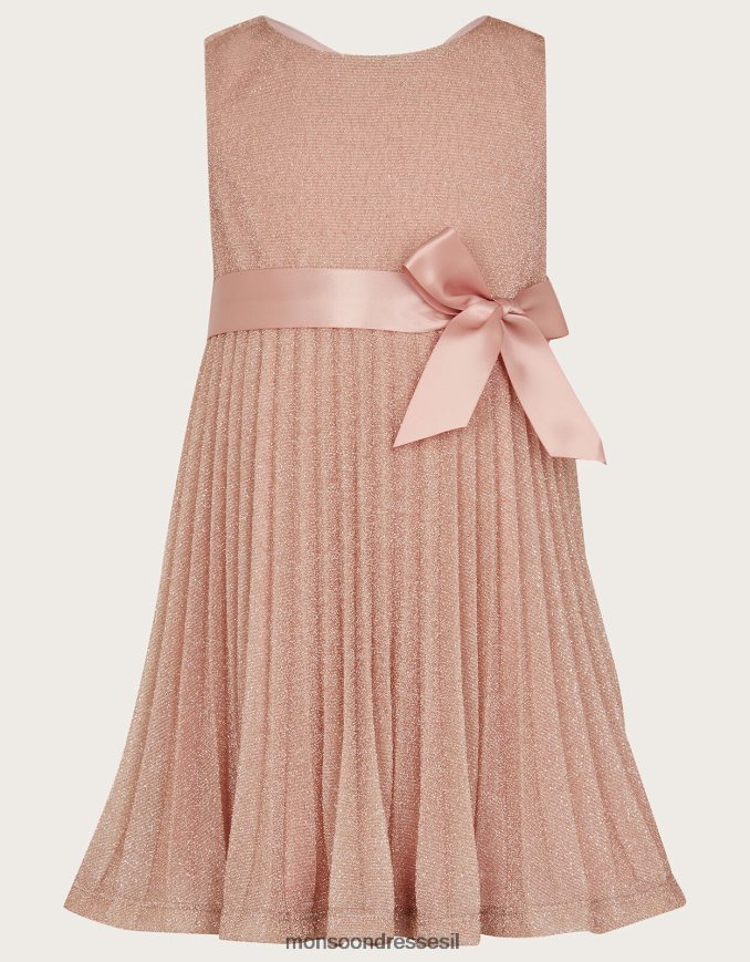 הַלבָּשָׁה Monsoon תינוק ורדים מוזהבים שמלת קפלים וָרוֹד ילדה HTJ0TZ2056