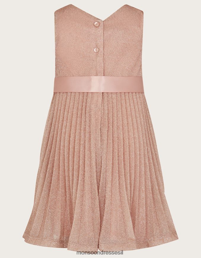 הַלבָּשָׁה Monsoon תינוק ורדים מוזהבים שמלת קפלים וָרוֹד ילדה HTJ0TZ2056