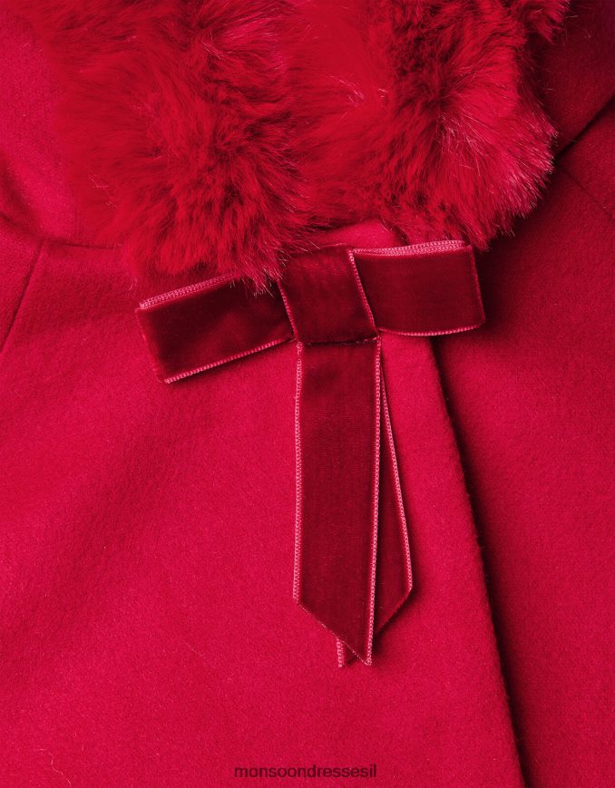 הַלבָּשָׁה Monsoon שכמיית קפוצ'ון פרווה מלאכותית לתינוק אָדוֹם ילדה HTJ0TZ2060