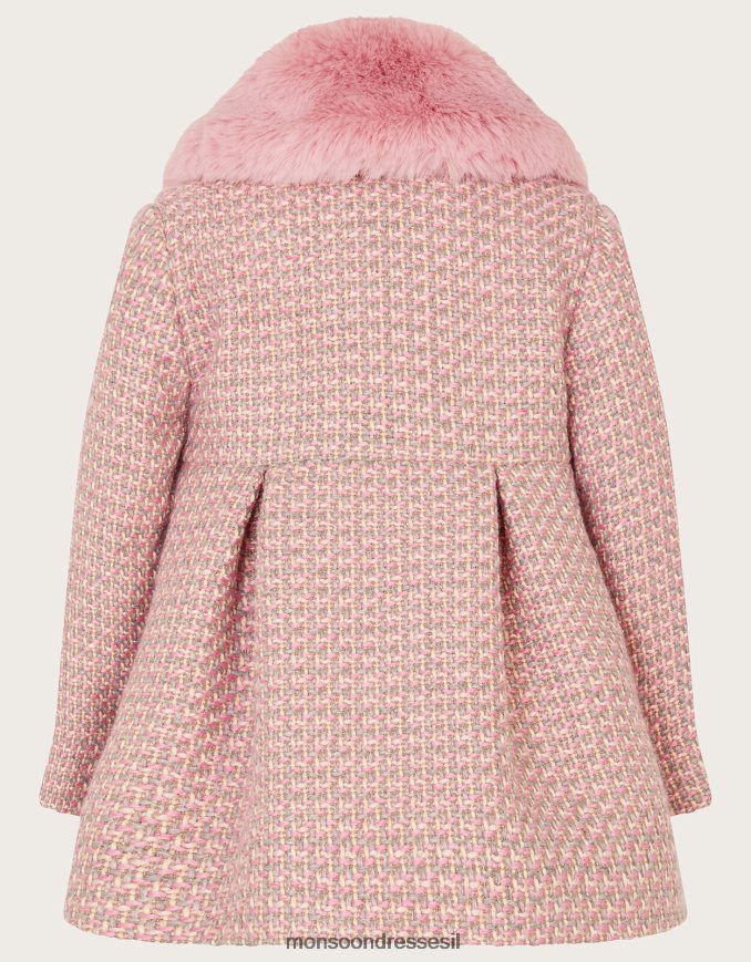 הַלבָּשָׁה Monsoon מעיל צווארון פרווה מלאכותית בטוויד לתינוק אפור ילדה HTJ0TZ2067