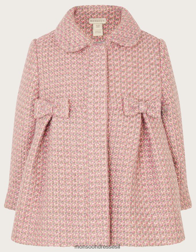 הַלבָּשָׁה Monsoon מעיל צווארון פרווה מלאכותית בטוויד לתינוק אפור ילדה HTJ0TZ2067