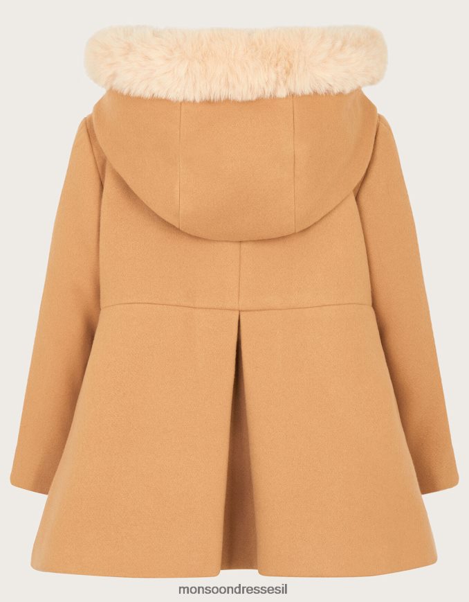 הַלבָּשָׁה Monsoon מעיל קפוצ'ון פרווה מלאכותית לתינוק גָמָל ילדה HTJ0TZ2069