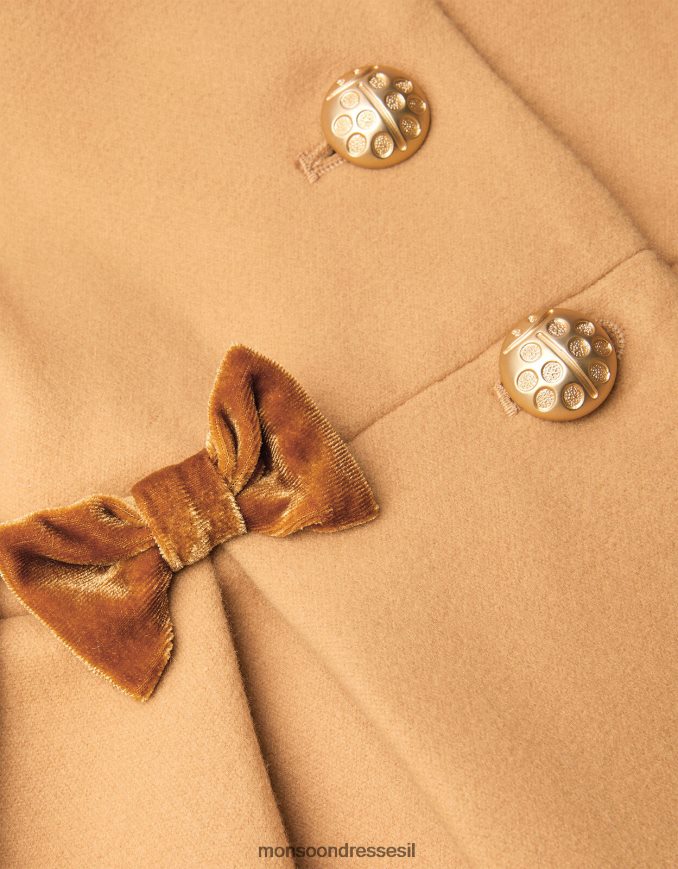 הַלבָּשָׁה Monsoon מעיל קפוצ'ון פרווה מלאכותית לתינוק גָמָל ילדה HTJ0TZ2069