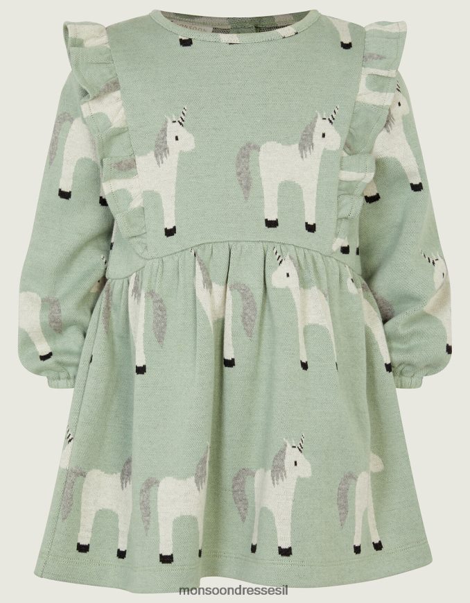 הַלבָּשָׁה Monsoon שמלת סווטשירט חד קרן לתינוק ירוק ילדה HTJ0TZ2070