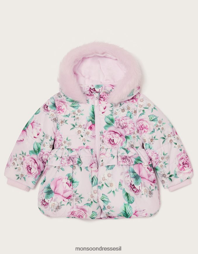 הַלבָּשָׁה Monsoon מעיל מרופד פפלום פרחוני לתינוק וָרוֹד ילדה HTJ0TZ2071