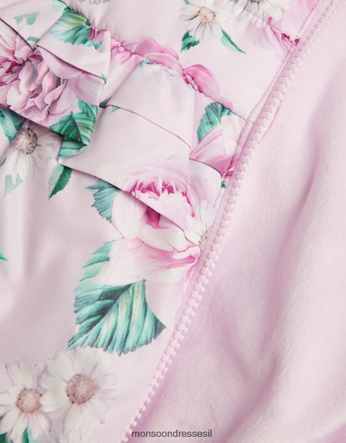 הַלבָּשָׁה Monsoon מעיל מרופד פפלום פרחוני לתינוק וָרוֹד ילדה HTJ0TZ2071