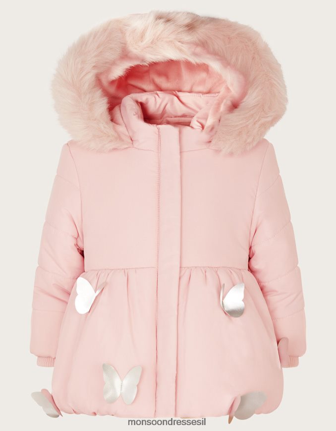 הַלבָּשָׁה Monsoon מעיל מרופד תלת מימד של פרפר תינוק וָרוֹד ילדה HTJ0TZ2072