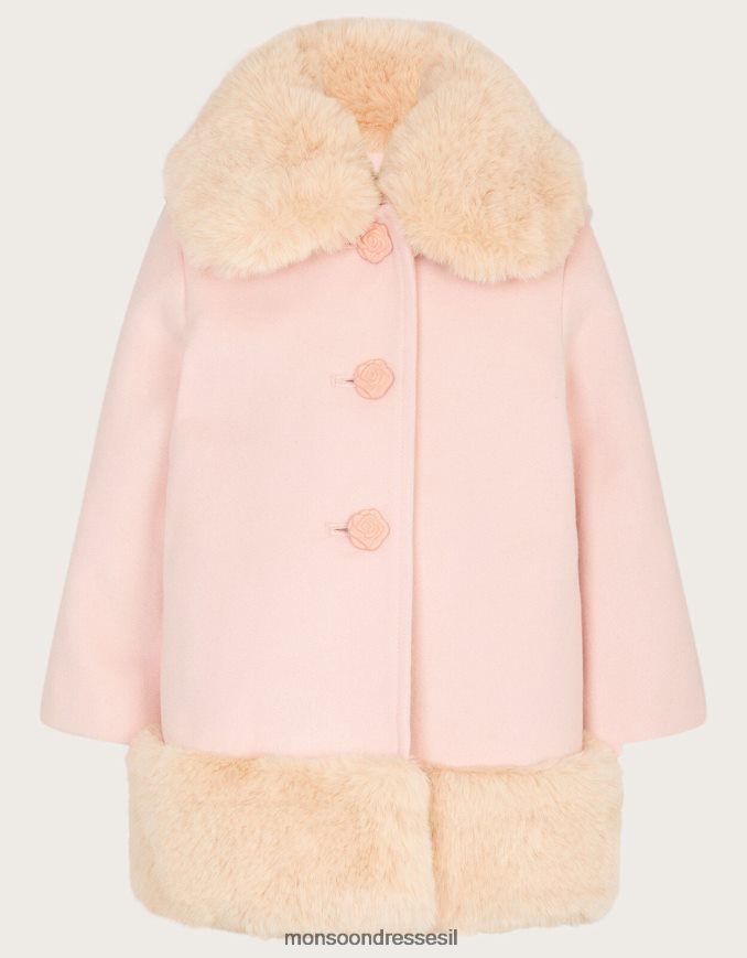 הַלבָּשָׁה Monsoon מעיל עיטור פרווה לתינוק ורוד (ורוד חיוור) ילדה HTJ0TZ2073