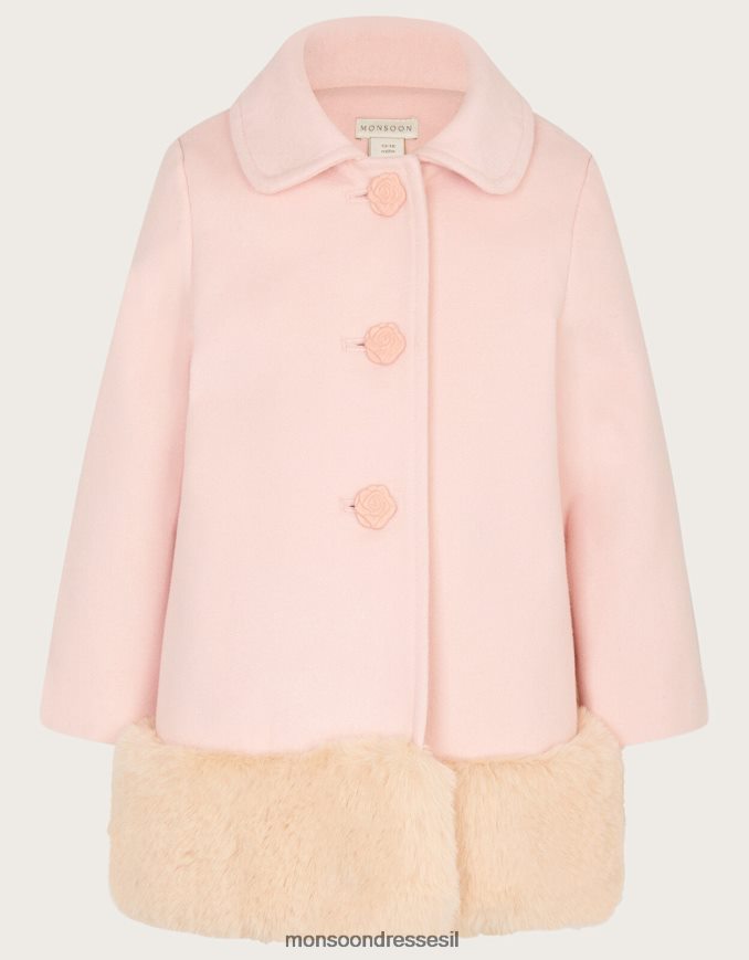 הַלבָּשָׁה Monsoon מעיל עיטור פרווה לתינוק ורוד (ורוד חיוור) ילדה HTJ0TZ2073