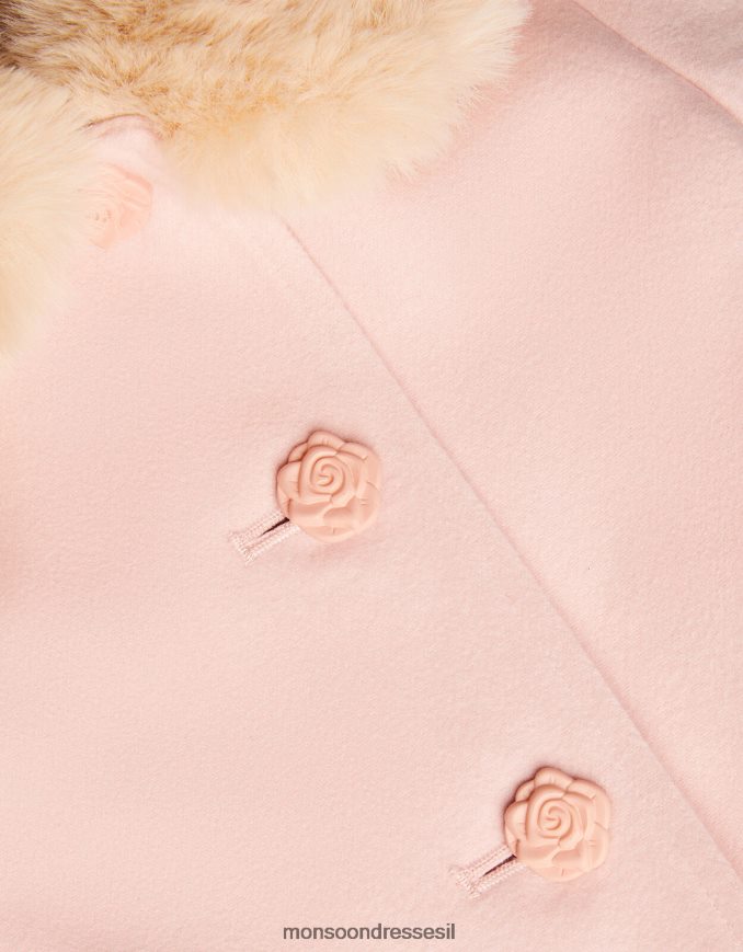 הַלבָּשָׁה Monsoon מעיל עיטור פרווה לתינוק ורוד (ורוד חיוור) ילדה HTJ0TZ2073