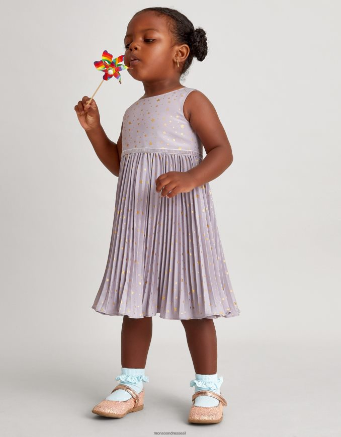 הַלבָּשָׁה Monsoon בייבי אנג'לינה שמלת קפלים בהדפס קוסמי סגול (לילך) ילדה HTJ0TZ2076