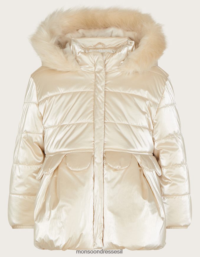 הַלבָּשָׁה Monsoon מעיל מרופד של עלי כותרת של תינוק טבעי (שמפניה) ילדה HTJ0TZ2077