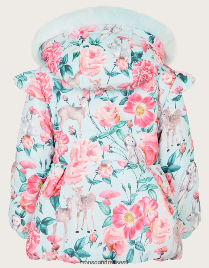 הַלבָּשָׁה Monsoon מעיל מרופד בהדפס יער בייבי כחול (אקווה) ילדה HTJ0TZ2081