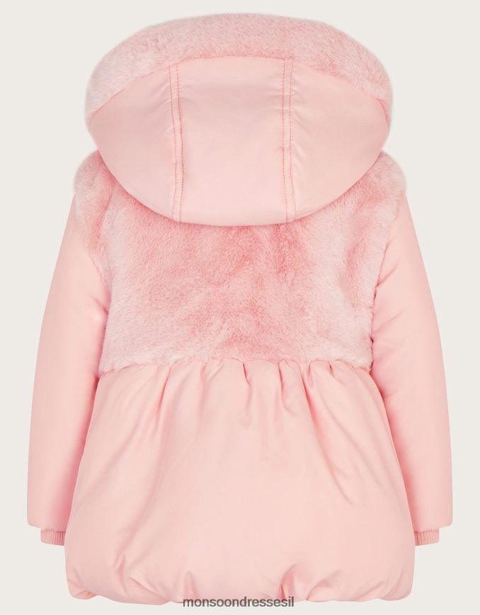 הַלבָּשָׁה Monsoon מעיל מרופד פרווה מלאכותית לתינוק וָרוֹד ילדה HTJ0TZ2085