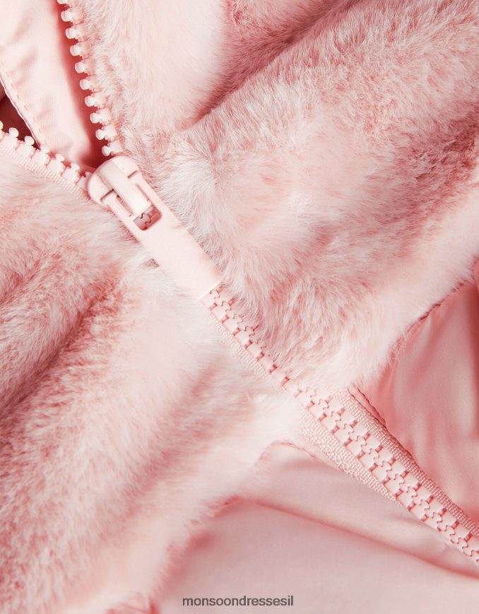 הַלבָּשָׁה Monsoon מעיל מרופד פרווה מלאכותית לתינוק וָרוֹד ילדה HTJ0TZ2085