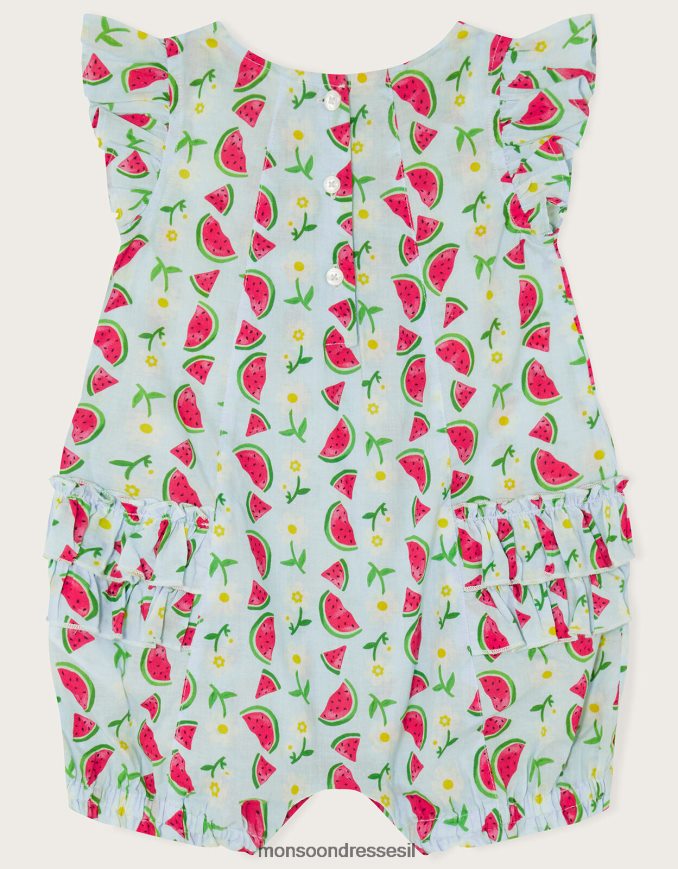 הַלבָּשָׁה Monsoon רומפר עם הדפס אבטיח לתינוק כְּחוֹל ילדה HTJ0TZ2086