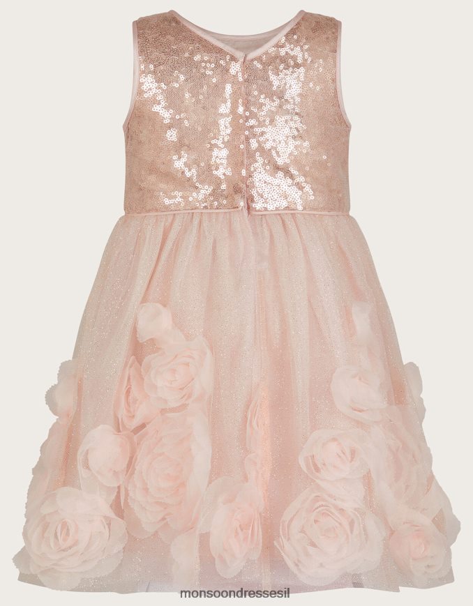 הַלבָּשָׁה Monsoon שמלת ורדים תלת מימדית של בייבי ארבלה ורוד (ורוד כהה) ילדה HTJ0TZ2087