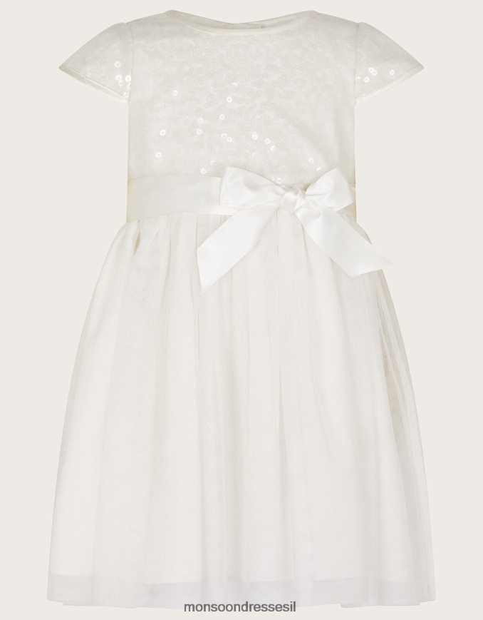 הַלבָּשָׁה Monsoon שמלת פאייטים של אמת תינוק שֶׁנהָב ילדה HTJ0TZ2090