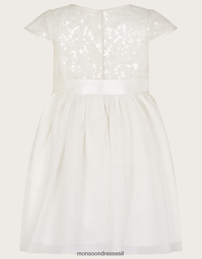 הַלבָּשָׁה Monsoon שמלת פאייטים של אמת תינוק שֶׁנהָב ילדה HTJ0TZ2090