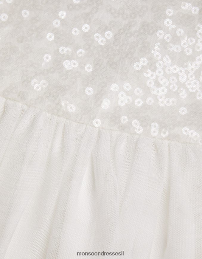 הַלבָּשָׁה Monsoon שמלת פאייטים של אמת תינוק שֶׁנהָב ילדה HTJ0TZ2090