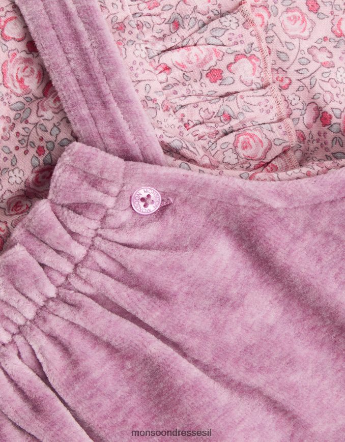 הַלבָּשָׁה Monsoon סט רומפר קטיפה בהדפס דיזי שזה עתה נולד סגול (לילך) יְלָדִים HTJ0TZ2091