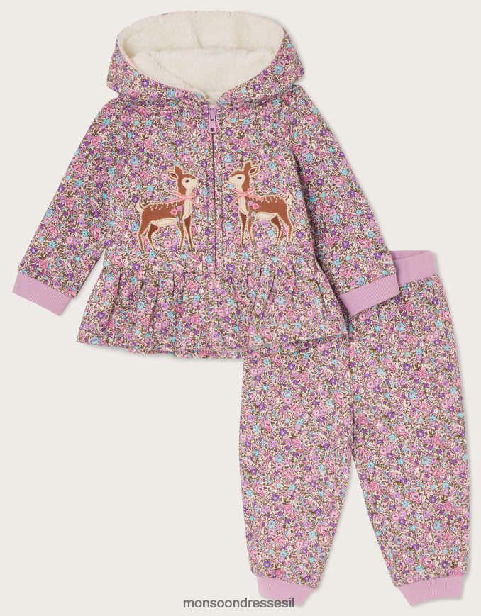 הַלבָּשָׁה Monsoon סט קפוצ'ון וצבי לתינוק דיטסי סגול (לילך) ילדה HTJ0TZ2092