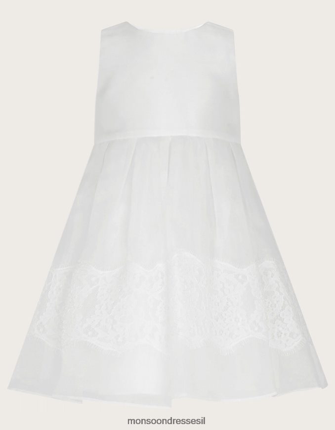 הַלבָּשָׁה Monsoon שמלת הטבלה תחרה לתינוקת לבן ילדה HTJ0TZ2100