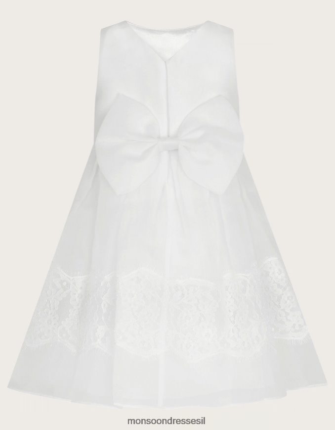 הַלבָּשָׁה Monsoon שמלת הטבלה תחרה לתינוקת לבן ילדה HTJ0TZ2100