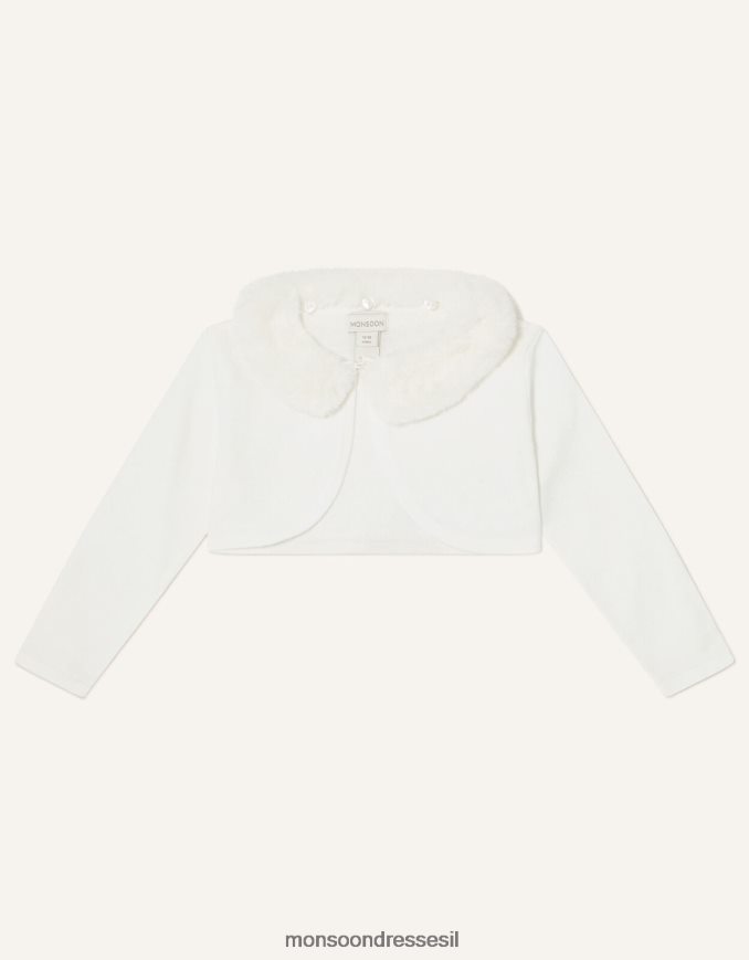 הַלבָּשָׁה Monsoon קרדיגן צווארון פרווה מלאכותית סופר רך לתינוק שֶׁנהָב ילדה HTJ0TZ2102