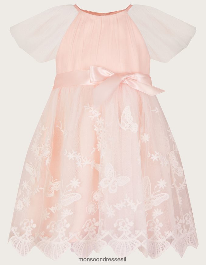 הַלבָּשָׁה Monsoon תינוק עשוי פרפר שמלת תחרה וָרוֹד ילדה HTJ0TZ2104