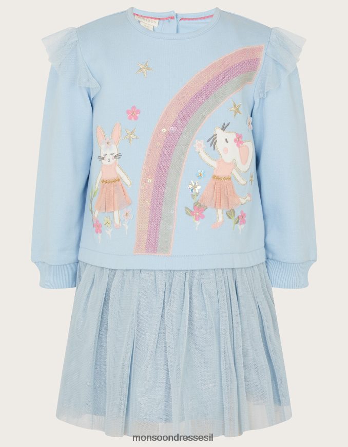 הַלבָּשָׁה Monsoon שמלת סוודר קשת בענן עכברים תינוקות כְּחוֹל ילדה HTJ0TZ2107