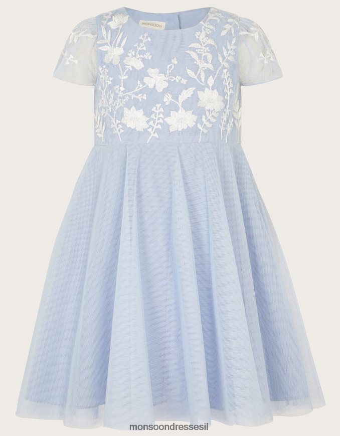 הַלבָּשָׁה Monsoon שמלת מסיבות רקומה של אמי לתינוק כְּחוֹל ילדה HTJ0TZ2112