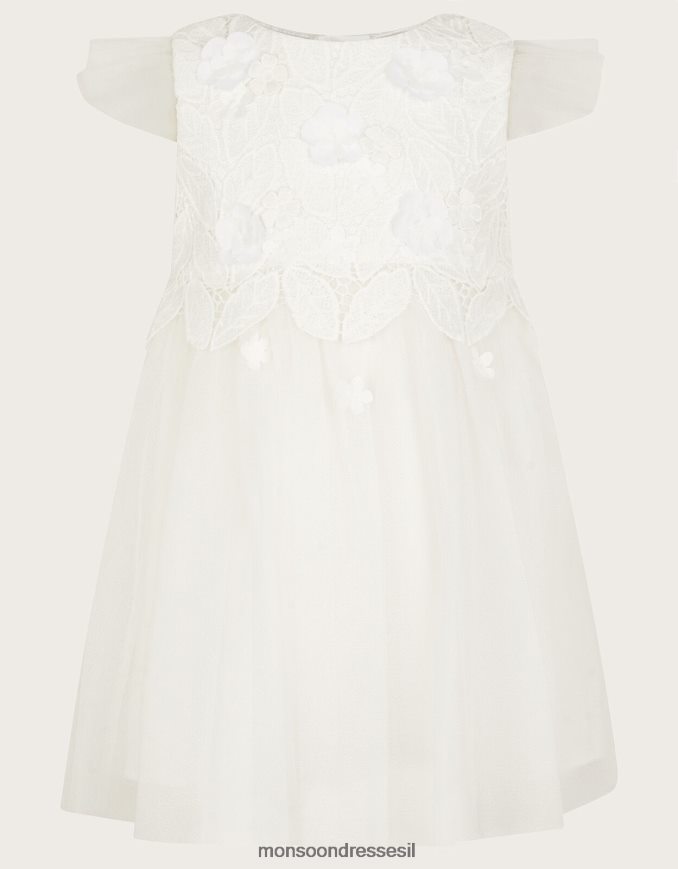 הַלבָּשָׁה Monsoon שמלת טול תחרה לתינוק אופליה שֶׁנהָב ילדה HTJ0TZ2113