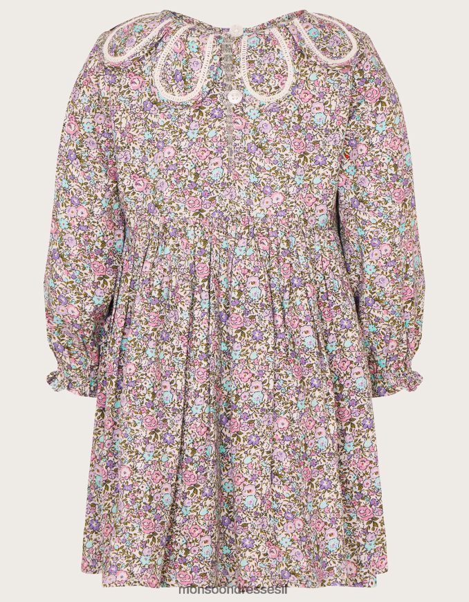 הַלבָּשָׁה Monsoon שמלת צווארון עלי כותרת לתינוק סגול (לילך) ילדה HTJ0TZ2120