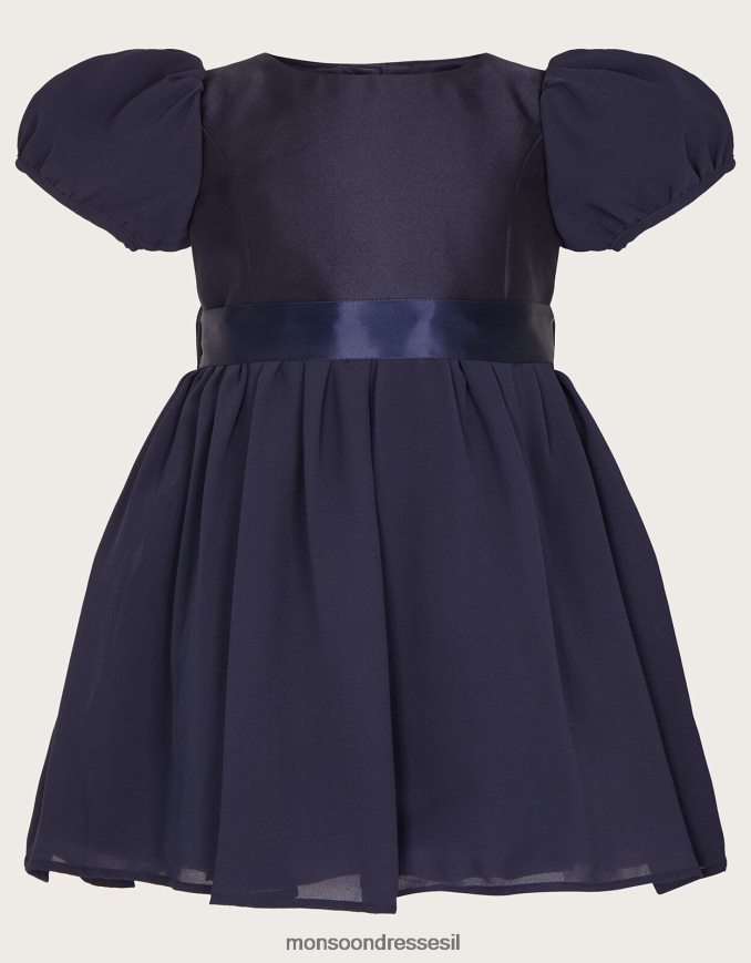 הַלבָּשָׁה Monsoon שמלת שושבינה משיפון מוקיר תינוק כחול (צי) ילדה HTJ0TZ2121