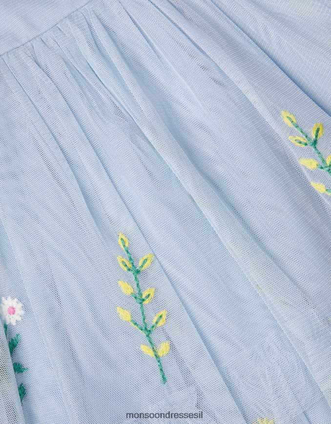 הַלבָּשָׁה Monsoon שמלת פרחים רקומה לתינוק כְּחוֹל ילדה HTJ0TZ2127