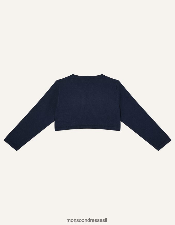 הַלבָּשָׁה Monsoon קרדיגן צווארון פרווה מלאכותית סופר רך לתינוק כחול (צי) ילדה HTJ0TZ2130