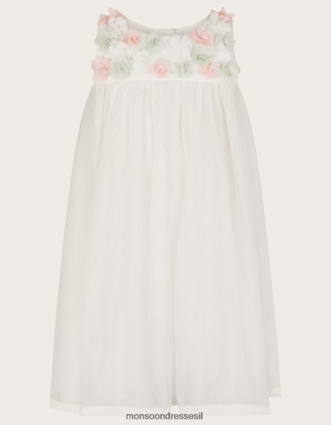 הַלבָּשָׁה Monsoon שמלת פרחים תלת מימדית של בייבי פיונה שֶׁנהָב ילדה HTJ0TZ2144