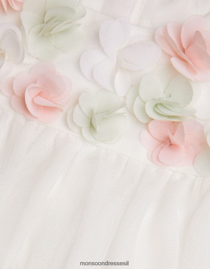 הַלבָּשָׁה Monsoon שמלת פרחים תלת מימדית של בייבי פיונה שֶׁנהָב ילדה HTJ0TZ2144