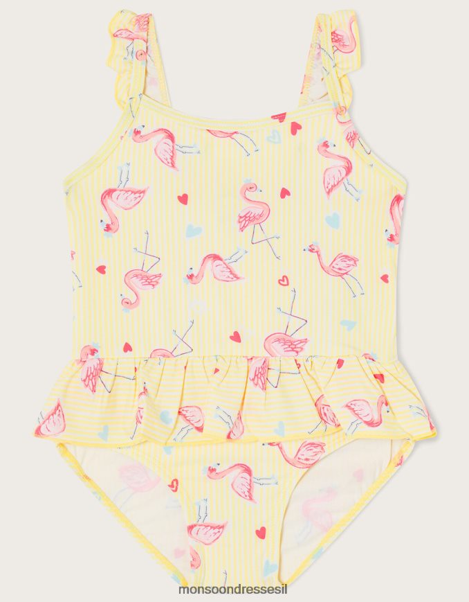 הַלבָּשָׁה Monsoon בגד ים עם פסי פלמינגו לתינוק צהוב יְלָדִים HTJ0TZ2147