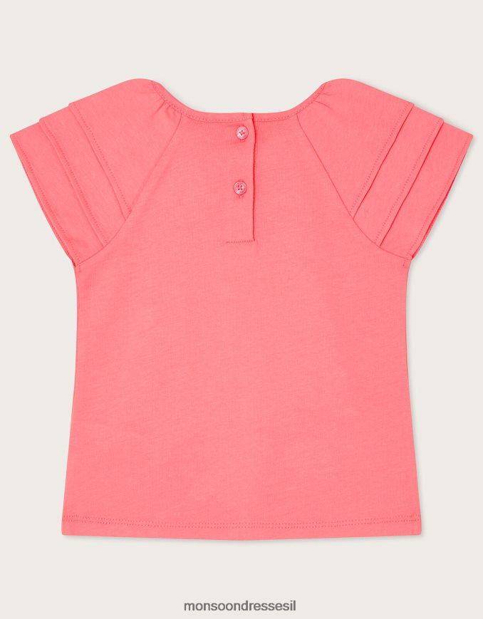 הַלבָּשָׁה Monsoon חולצת טריקו אריה פרחונית לתינוק כתום (אלמוגים) ילדה HTJ0TZ2149