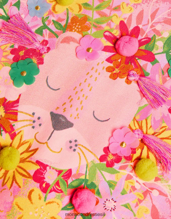 הַלבָּשָׁה Monsoon חולצת טריקו אריה פרחונית לתינוק כתום (אלמוגים) ילדה HTJ0TZ2149