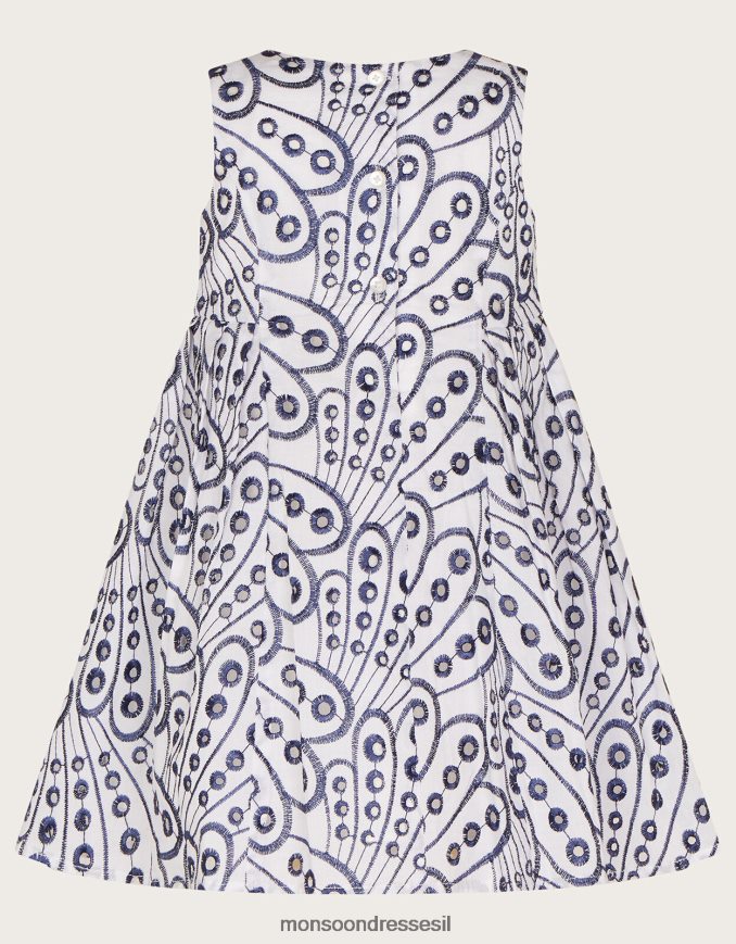 הַלבָּשָׁה Monsoon שמלה רקומה בכנפי פרפר לתינוק כחול (צי) ילדה HTJ0TZ2155