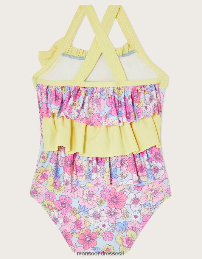 הַלבָּשָׁה Monsoon בגד ים פרחוני רטרו לתינוק כְּחוֹל ילדה HTJ0TZ2159